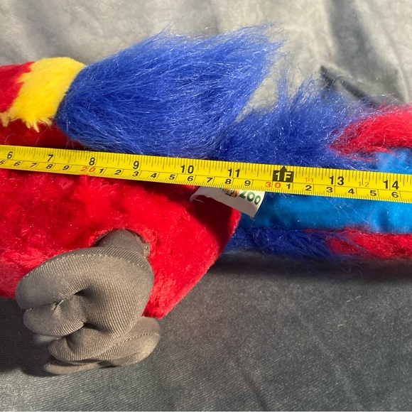 Red Macaw Parrot Plush Stuffed Animal Blue Yellow Tropics Bird Burn Zoo - Picture 9 of 10